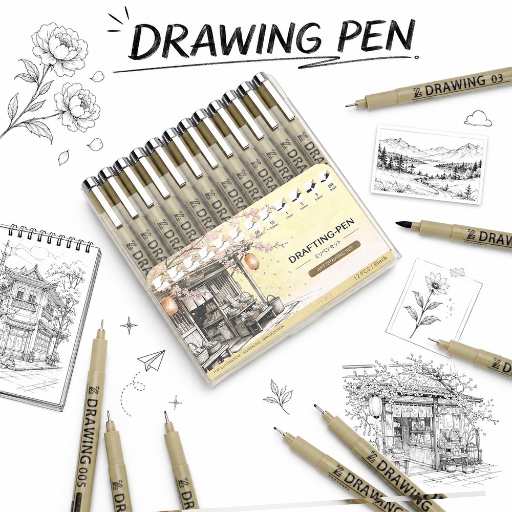 12Pcs Pigment Liner Art Marker - đánh giá và giá Correction Pen Fine