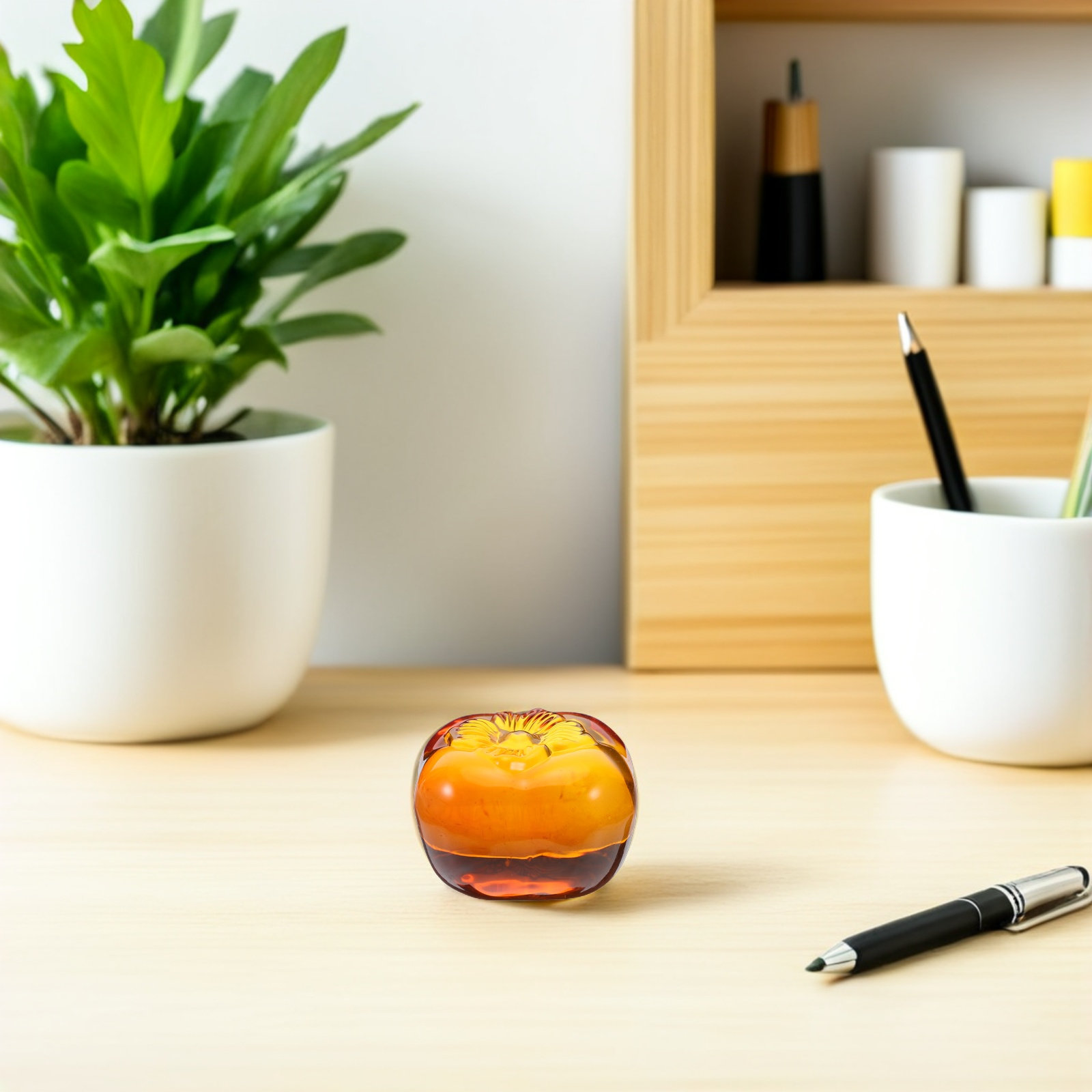 Crystal Persimmon Desk Paperwe - đánh giá và giá Book Weight Glass