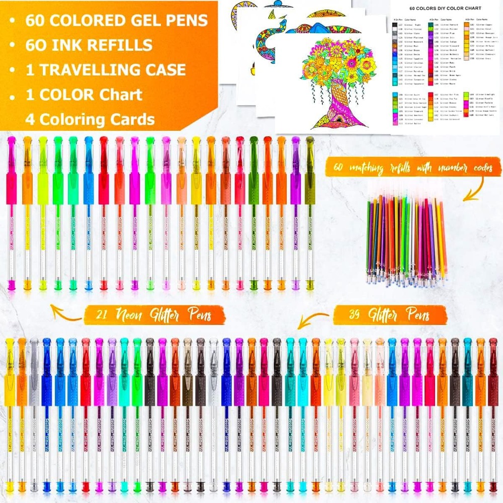 120 Pack Glitter Gel Pens Set  - đánh giá và giá Gel Refill Pack