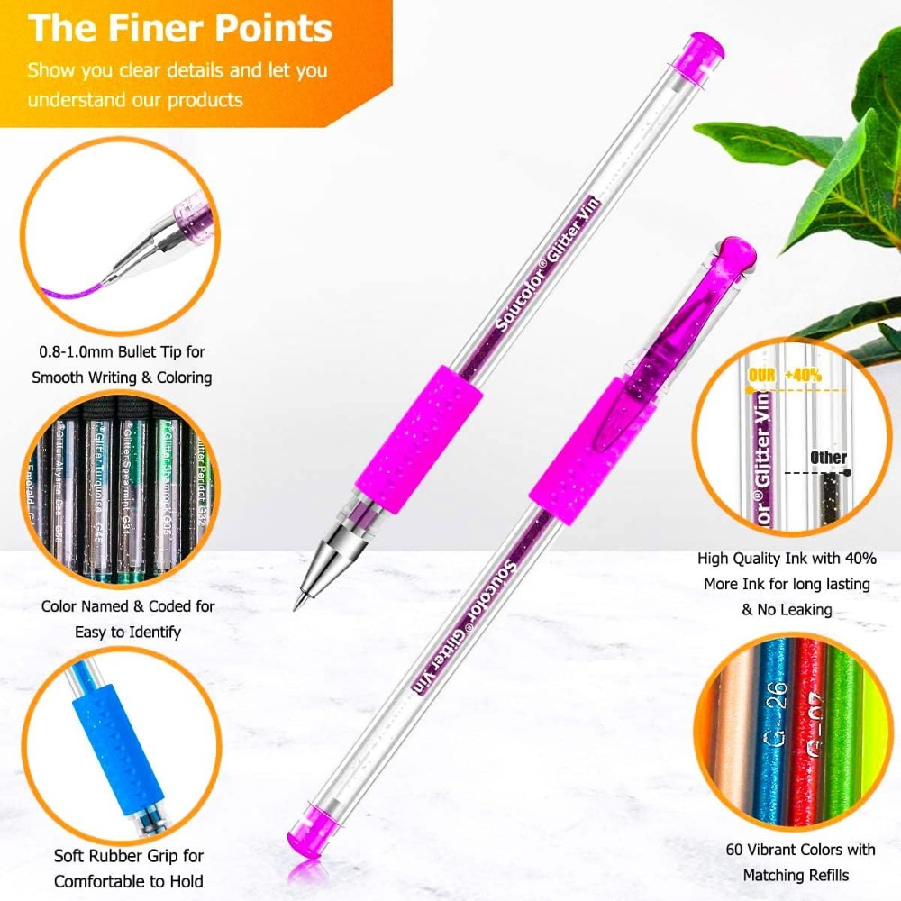 120 Pack Glitter Gel Pens Set  - đánh giá và giá Gel Refill Pack
